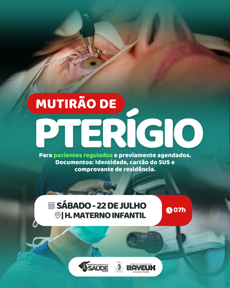 Prefeitura realiza neste sábado (22) mutirão de Pterígio no Hospital Materno Infantil