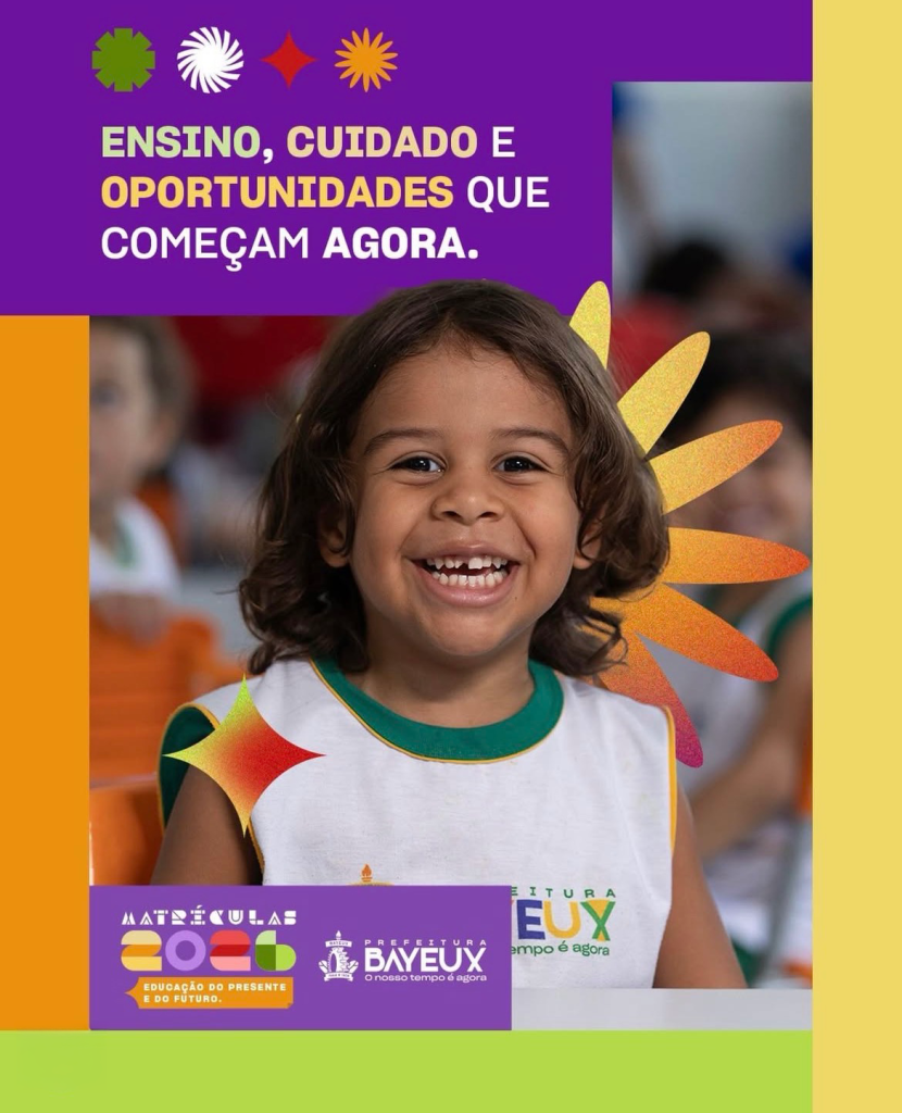 Matrículas 2026 da Rede Municipal de Ensino de Bayeux seguem abertas